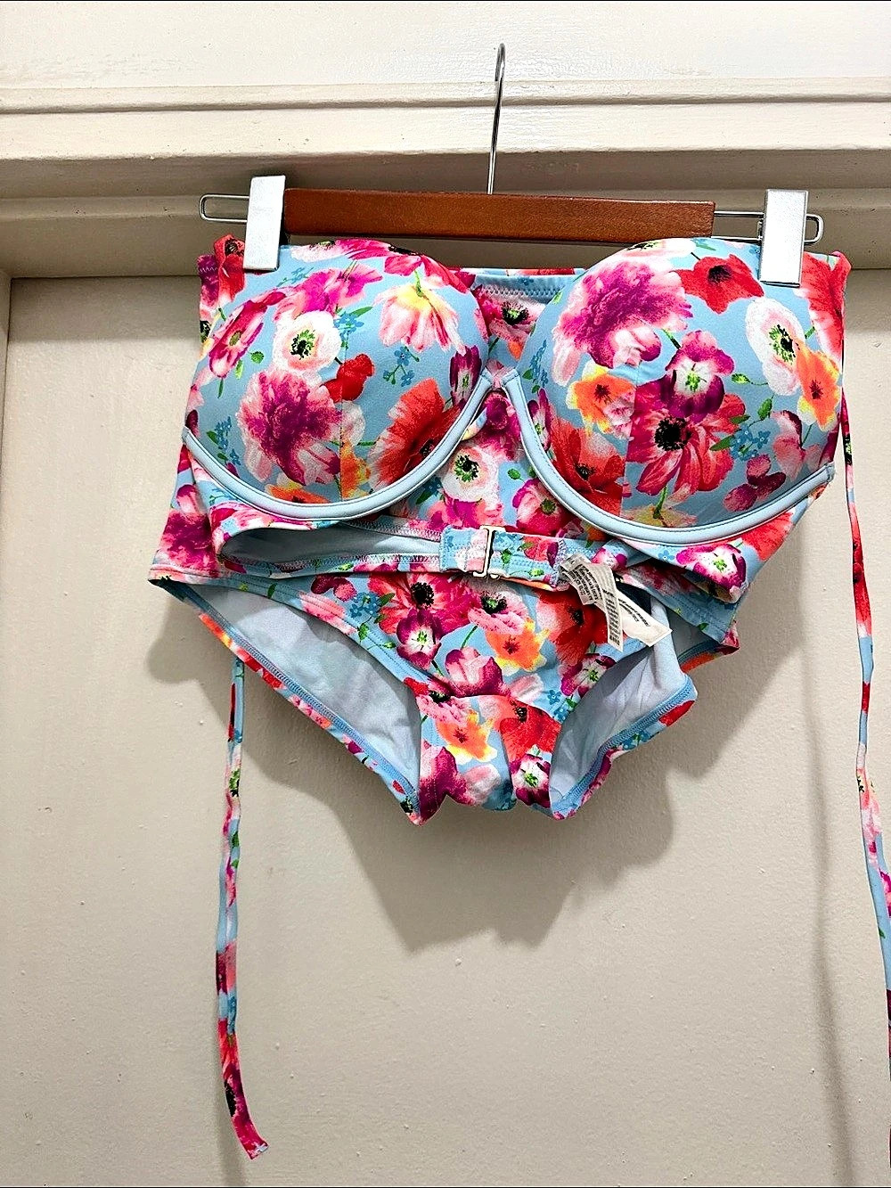 Victoria's Secret Floral Bikini Set in Blue & Pink